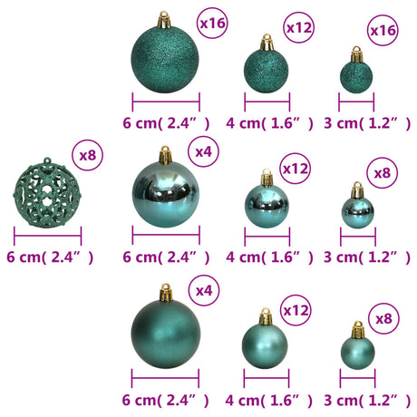 Kerstballen 100 st 3/4/6 cm groen - AllerleiShop