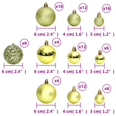 Kerstballen 100 st 3/4/6 cm lichtgroen - AllerleiShop