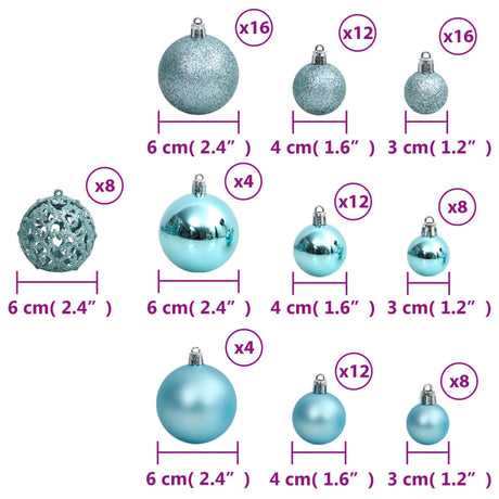 Kerstballen 100 st 3/4/6 cm turquoise - AllerleiShop