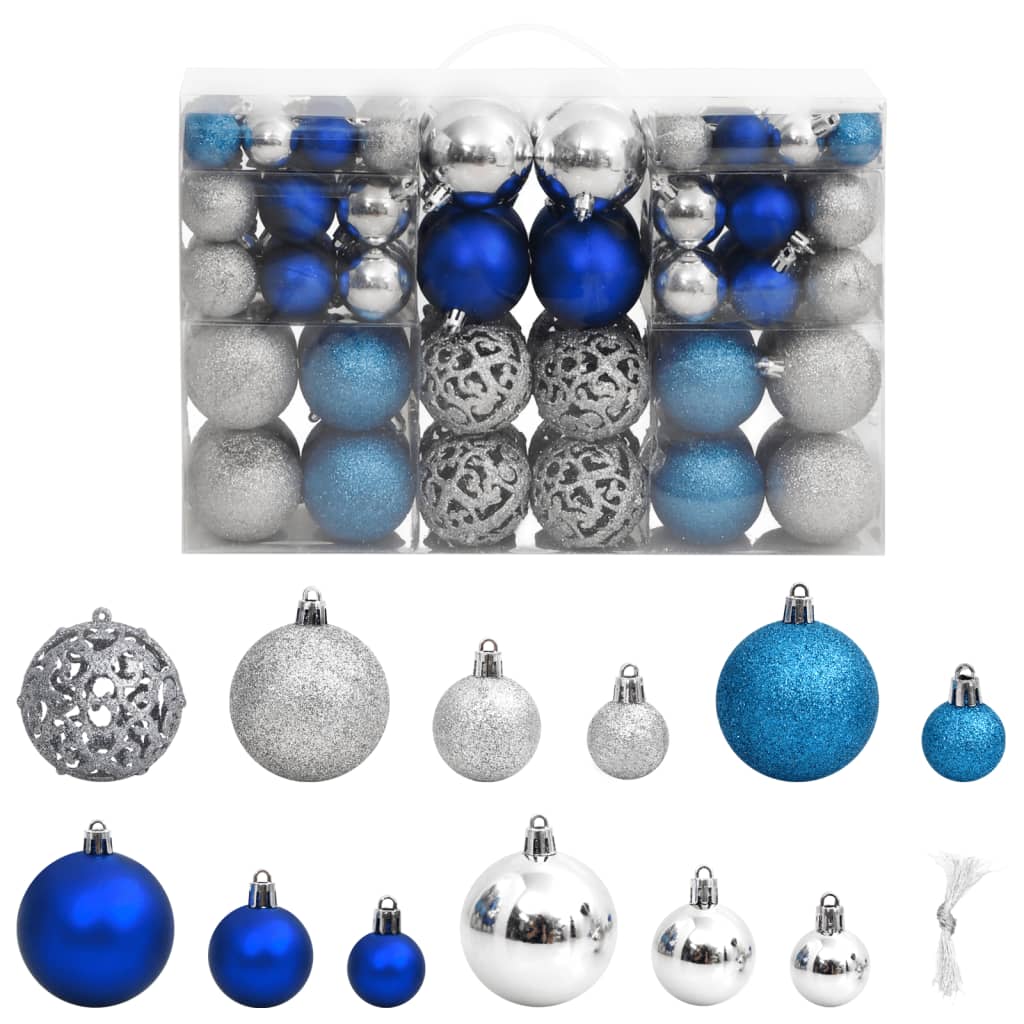 Kerstballen 100 st 3/4/6 cm blauw en zilverkleurig - AllerleiShop