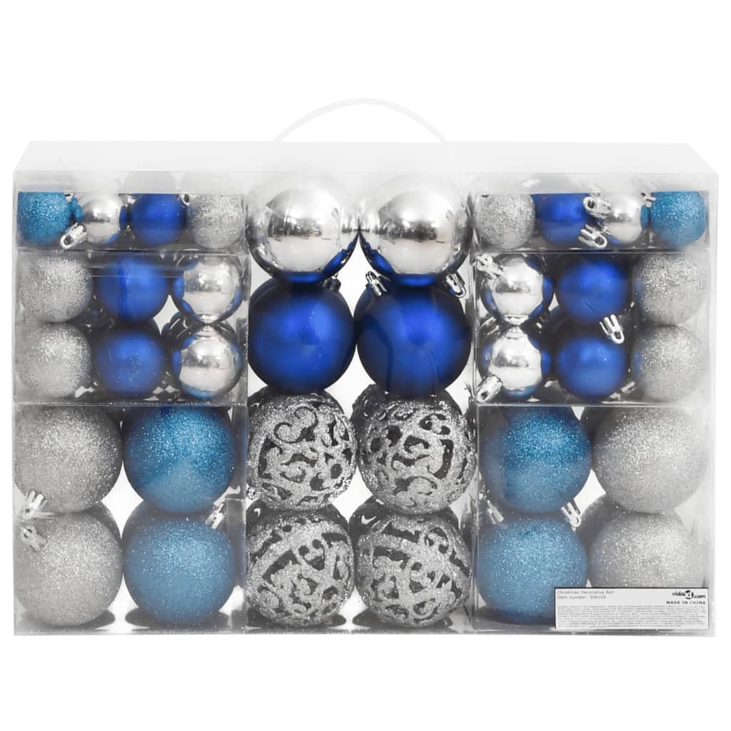 Kerstballen 100 st 3/4/6 cm blauw en zilverkleurig - AllerleiShop