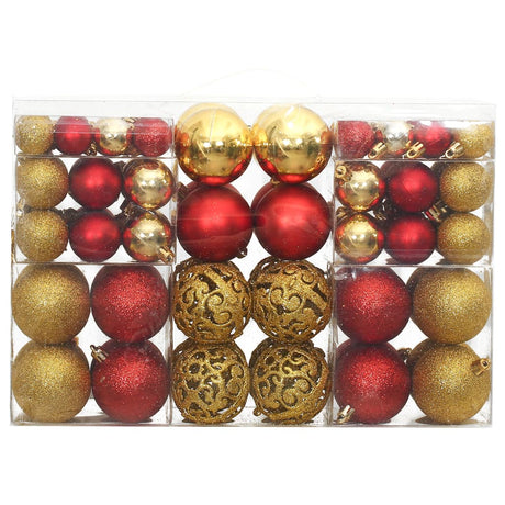 Kerstballen 100 st 3/4/6 cm goudkleurig en wijnrood - AllerleiShop