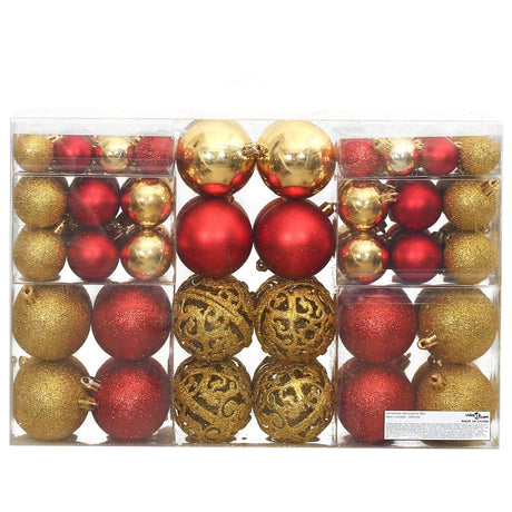 Kerstballen 100 st 3/4/6 cm goudkleurig en wijnrood - AllerleiShop