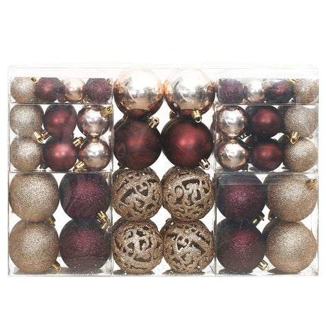 Kerstballen 100 st 3/4/6 cm champagnekleurig en bruin - AllerleiShop