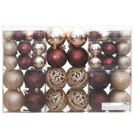 Kerstballen 100 st 3/4/6 cm champagnekleurig en bruin - AllerleiShop