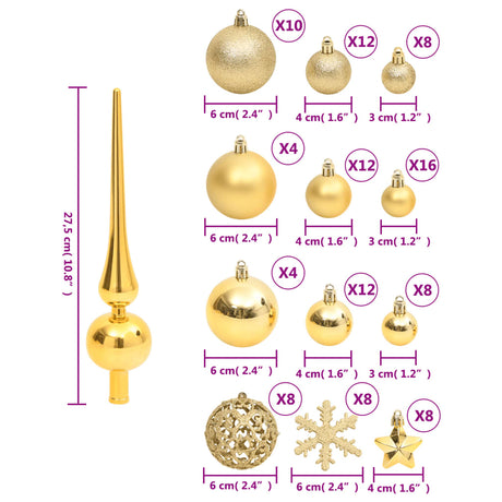 111-delige Kerstballenset polystyreen goudkleurig - AllerleiShop