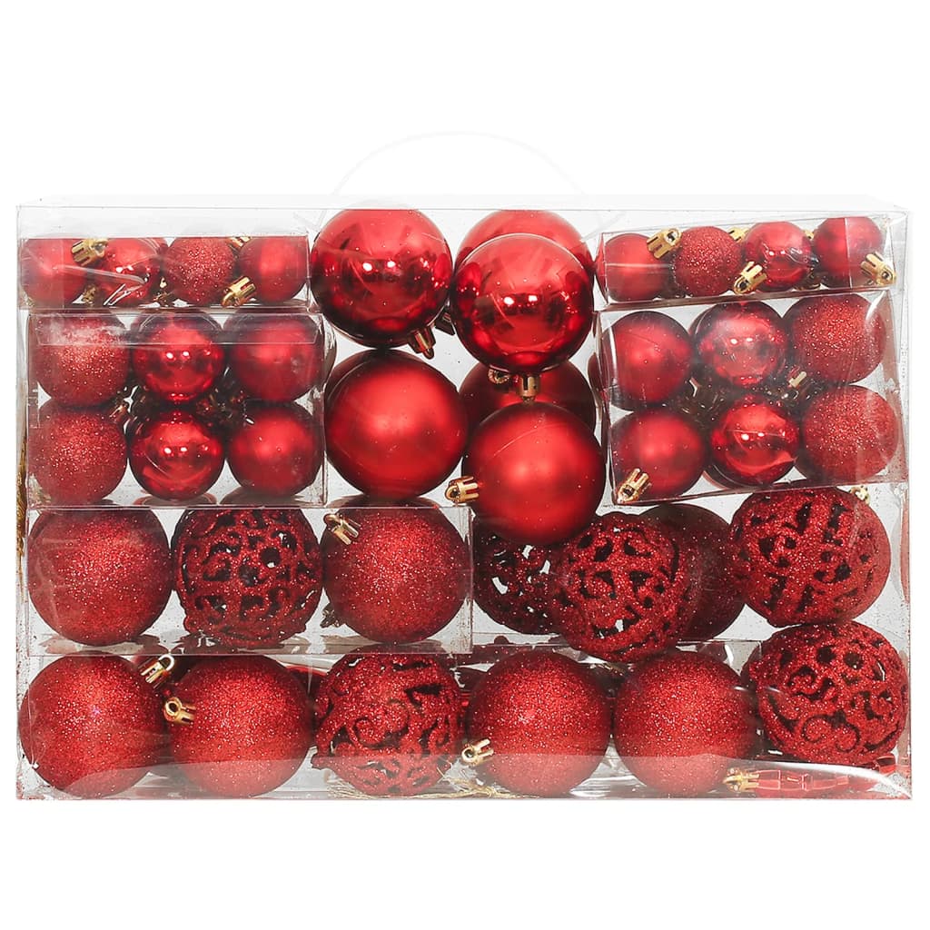 111-delige Kerstballenset polystyreen rood - AllerleiShop