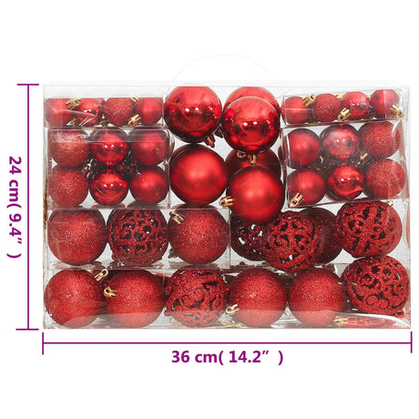 111-delige Kerstballenset polystyreen rood - AllerleiShop