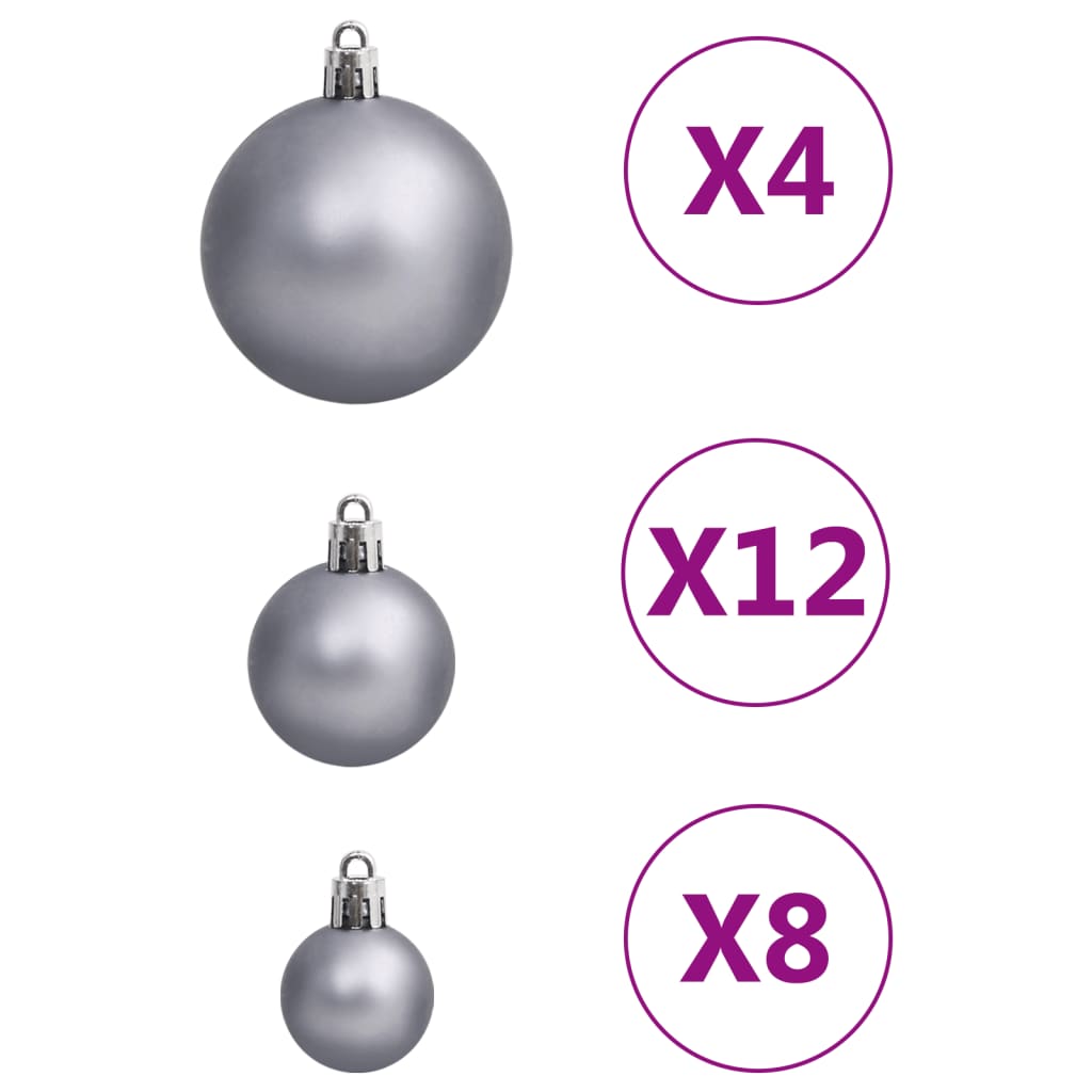 111-delige Kerstballenset polystyreen wit en grijs - AllerleiShop