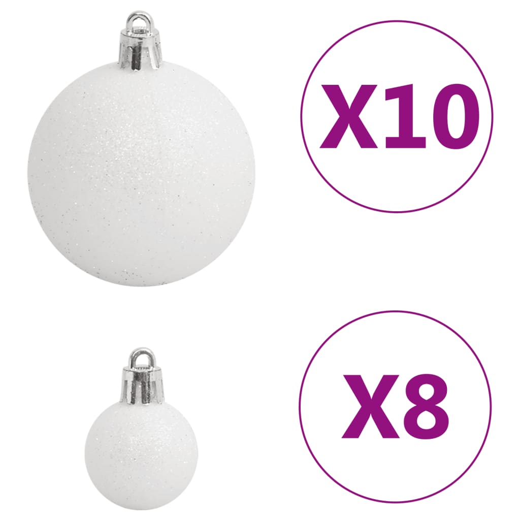 111-delige Kerstballenset polystyreen wit en grijs - AllerleiShop