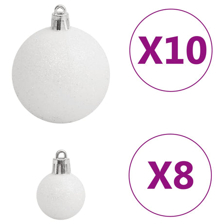 111-delige Kerstballenset polystyreen wit en grijs - AllerleiShop