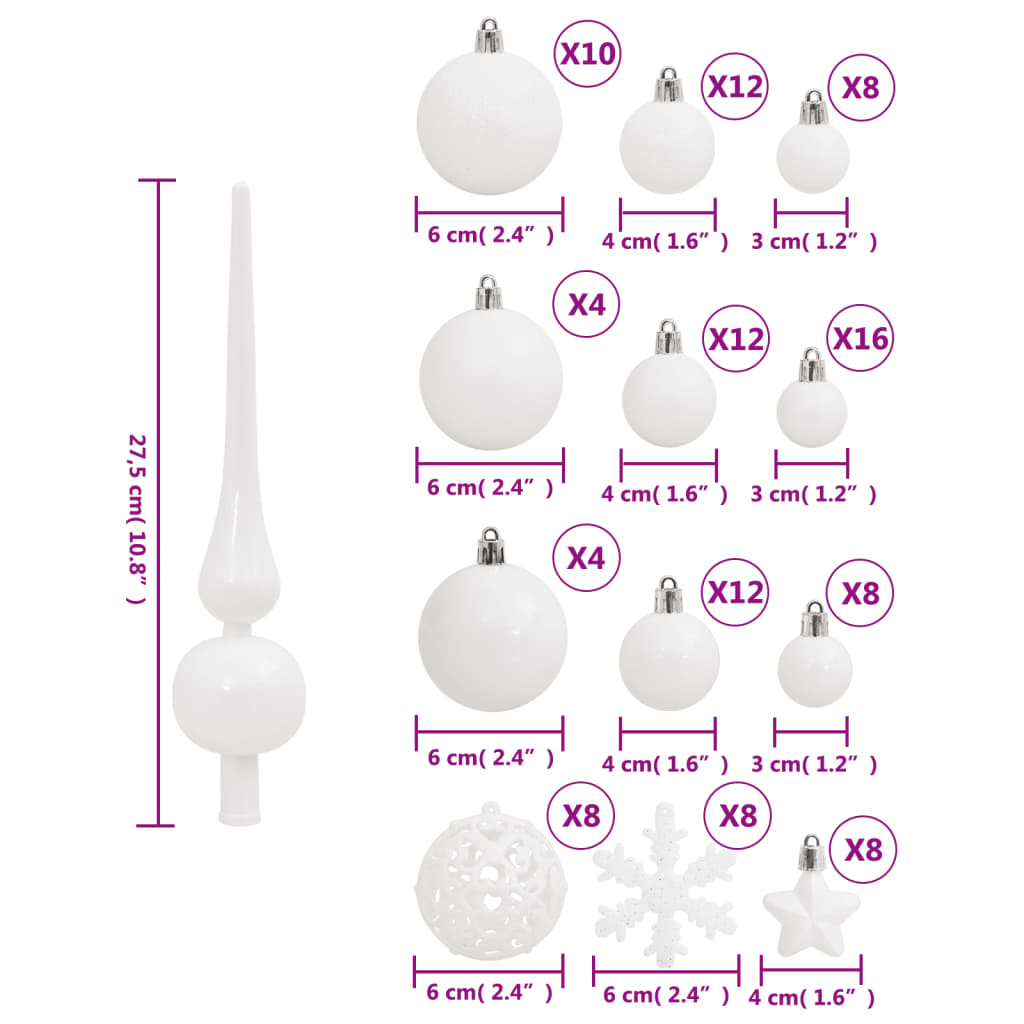 111-delige Kerstballenset polystyreen wit - AllerleiShop