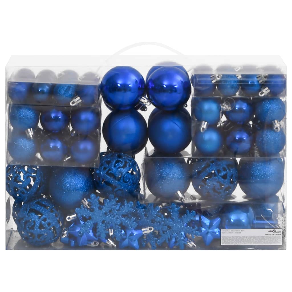 111-delige Kerstballenset polystyreen blauw - AllerleiShop