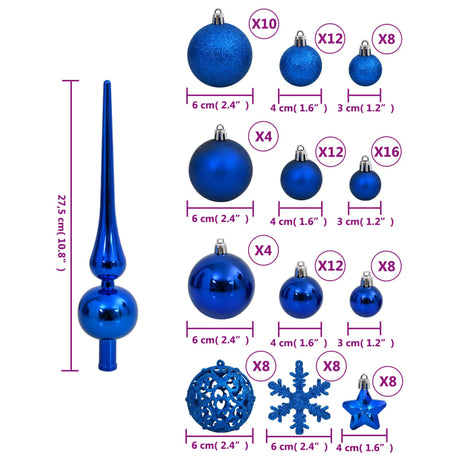 111-delige Kerstballenset polystyreen blauw - AllerleiShop