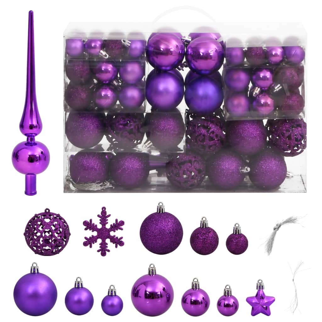 111-delige Kerstballenset polystyreen paars - AllerleiShop