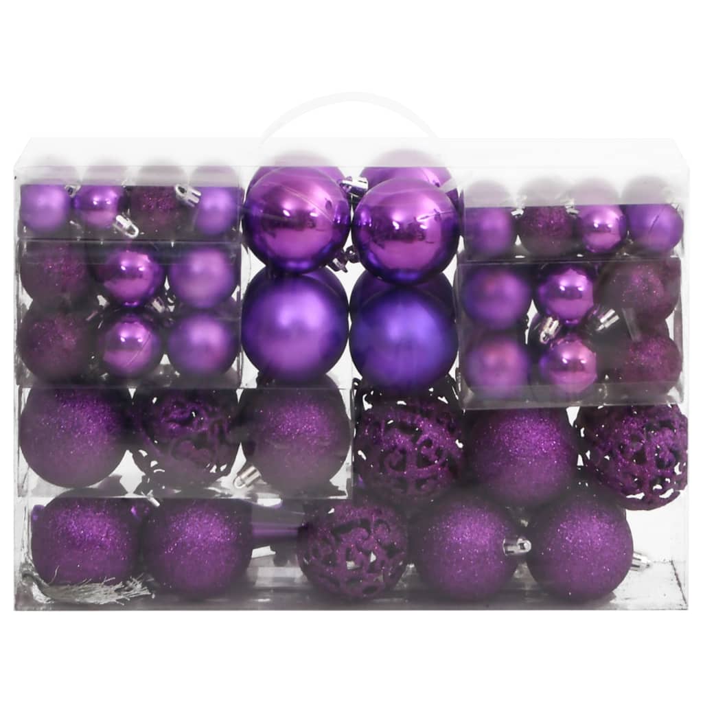 111-delige Kerstballenset polystyreen paars - AllerleiShop