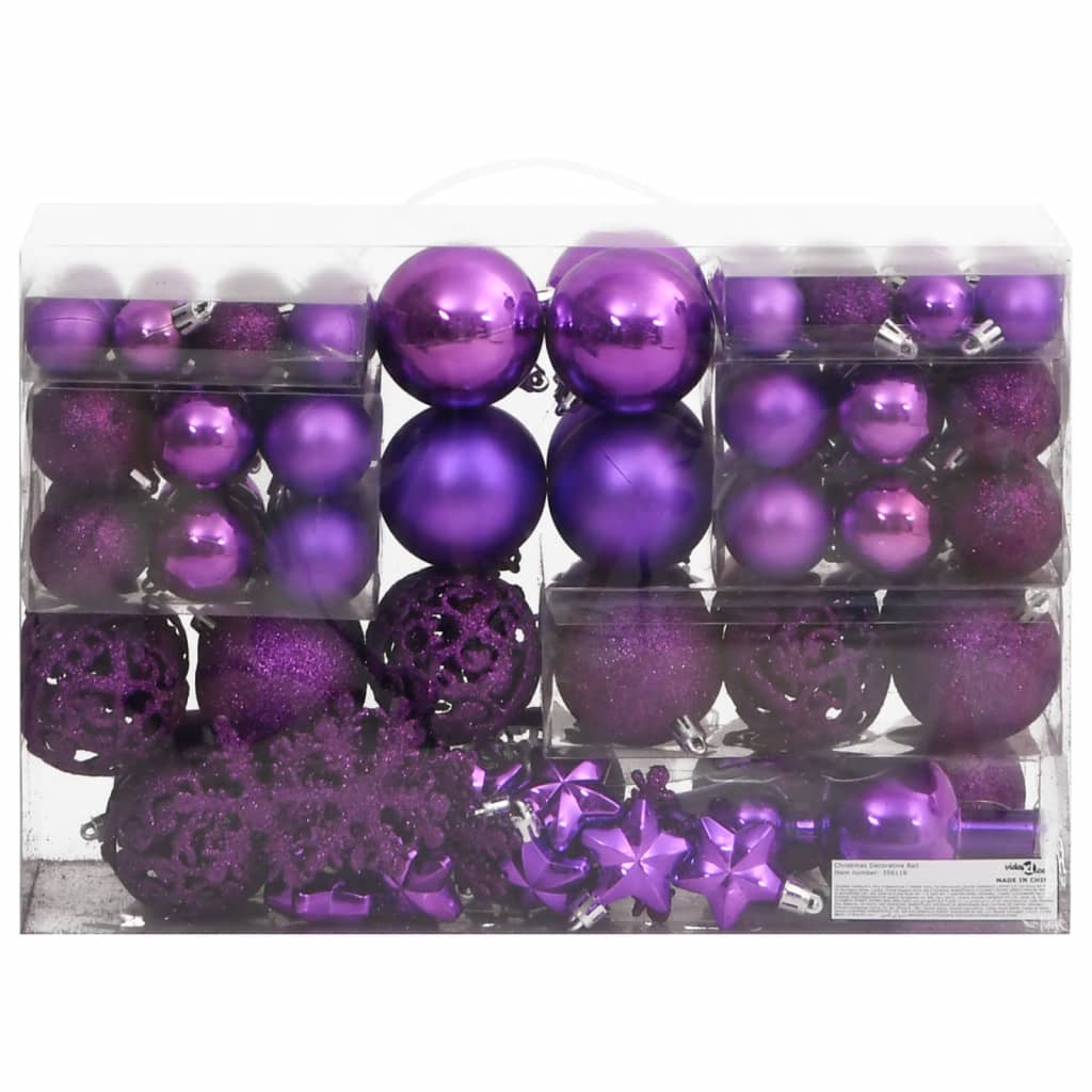 111-delige Kerstballenset polystyreen paars - AllerleiShop