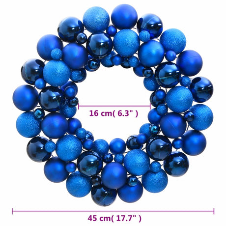 Kerstkrans 45 cm polystyreen blauw - AllerleiShop