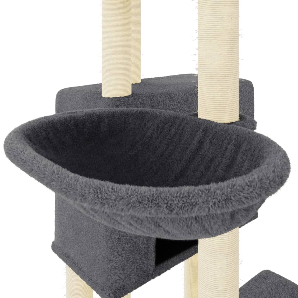 Kattenmeubel met sisal krabpalen 122 cm donkergrijs