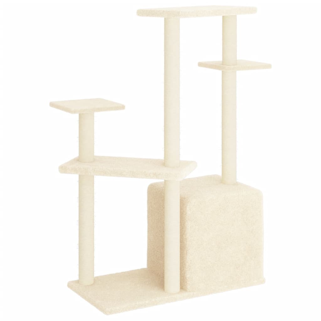 Kattenmeubel met sisal krabpalen 107,5 cm crèmekleurig