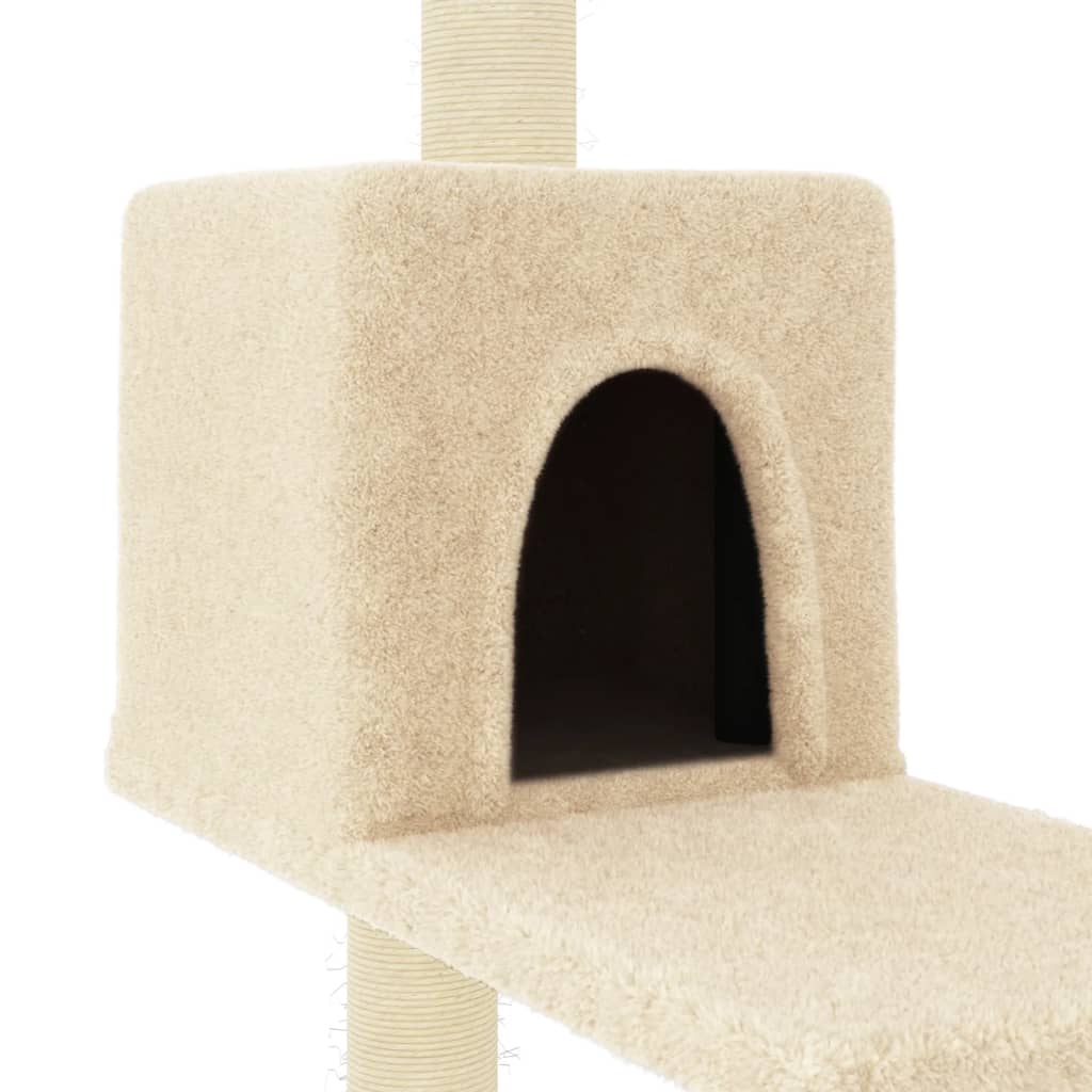 Kattenmeubel met sisal krabpalen 95 cm crèmekleurig