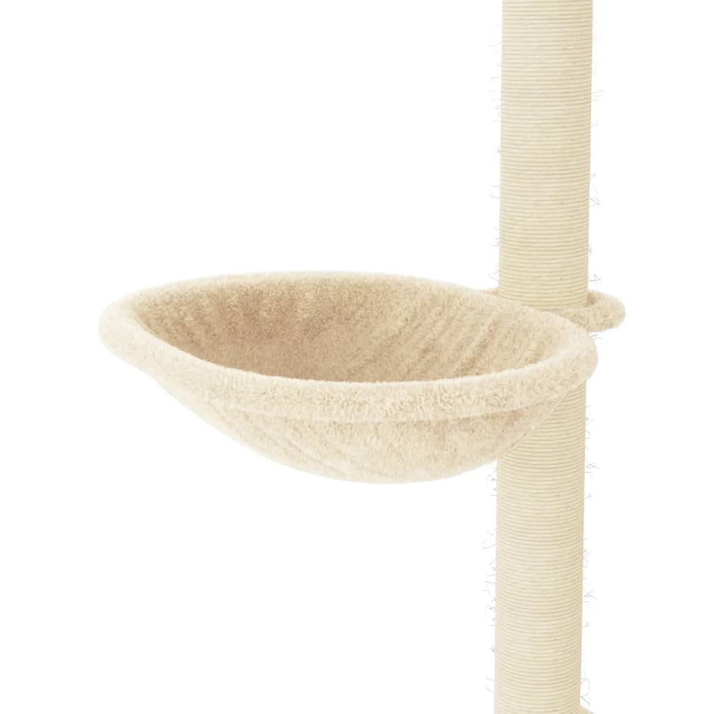 Kattenmeubel met sisal krabpalen 95 cm crèmekleurig