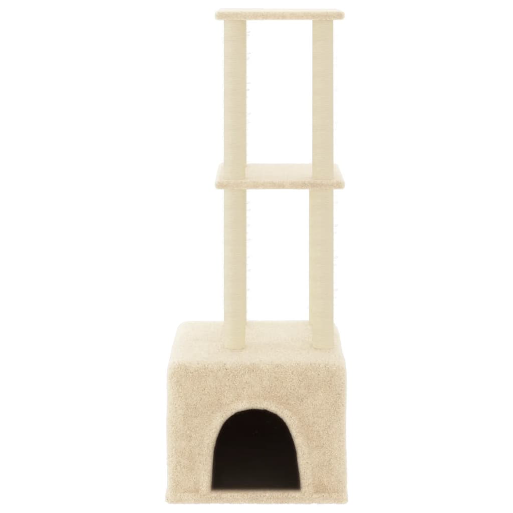 Kattenmeubel met sisal krabpalen 133,5 cm crèmekleurig