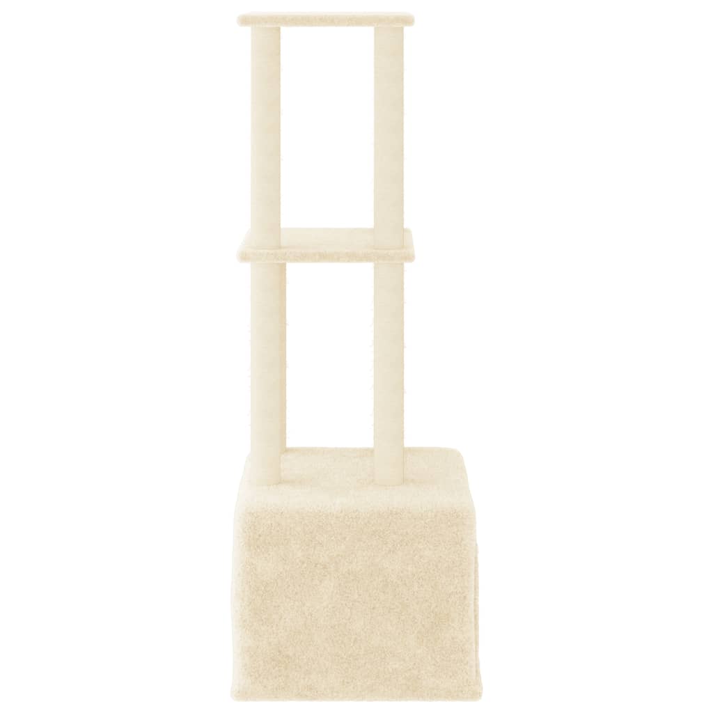 Kattenmeubel met sisal krabpalen 133,5 cm crèmekleurig