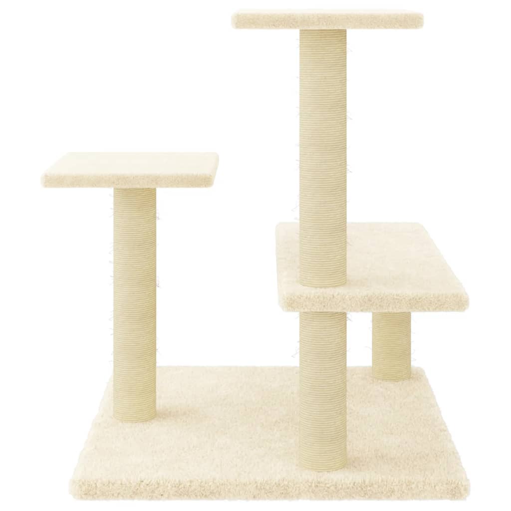 Kattenmeubel met sisal krabpalen 61 cm crèmekleurig