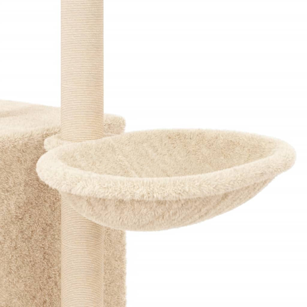 Kattenmeubel met sisal krabpalen 145 cm crèmekleurig