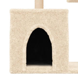 Kattenmeubel met sisal krabpalen 86 cm crèmekleurig