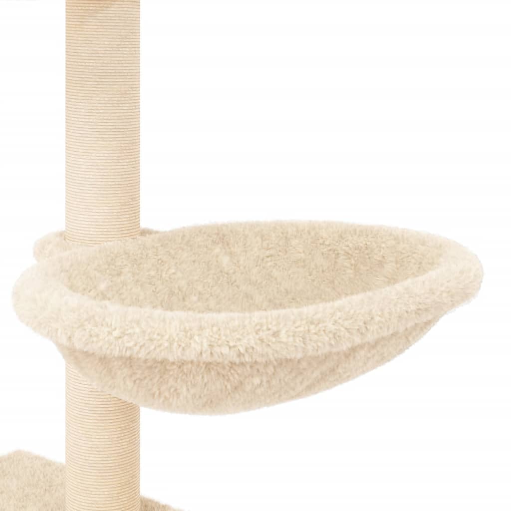 Kattenmeubel met sisal krabpalen 117 cm crèmekleurig