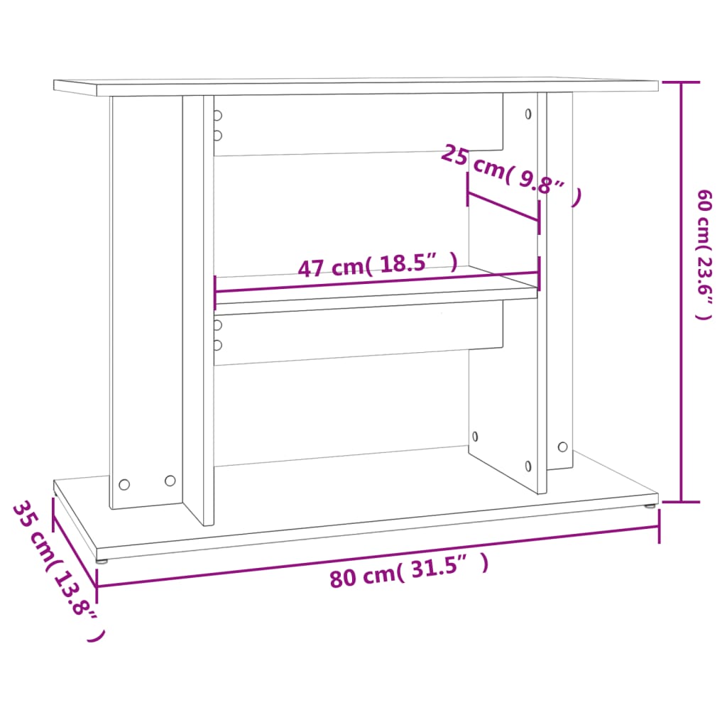 Aquariumstandaard 80x35x60 cm bewerkt hout wit