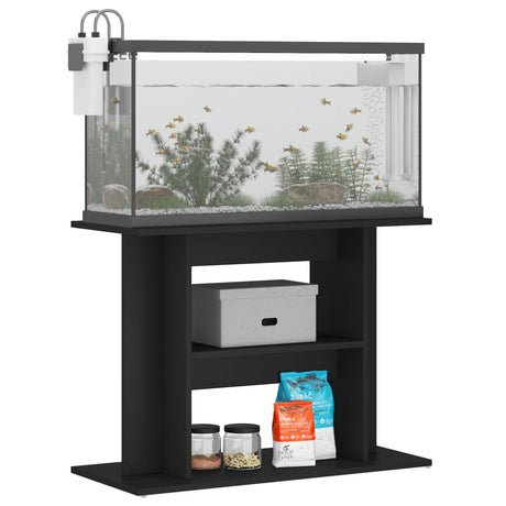 Aquariumstandaard 80x35x60 cm bewerkt hout zwart - AllerleiShop