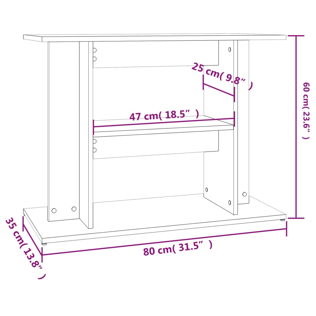 Aquariumstandaard 80x35x60 cm bewerkt hout sonoma eikenkleurig - AllerleiShop