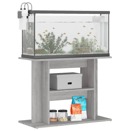 Aquariumstandaard 80x35x60 cm bewerkt hout betongrijs