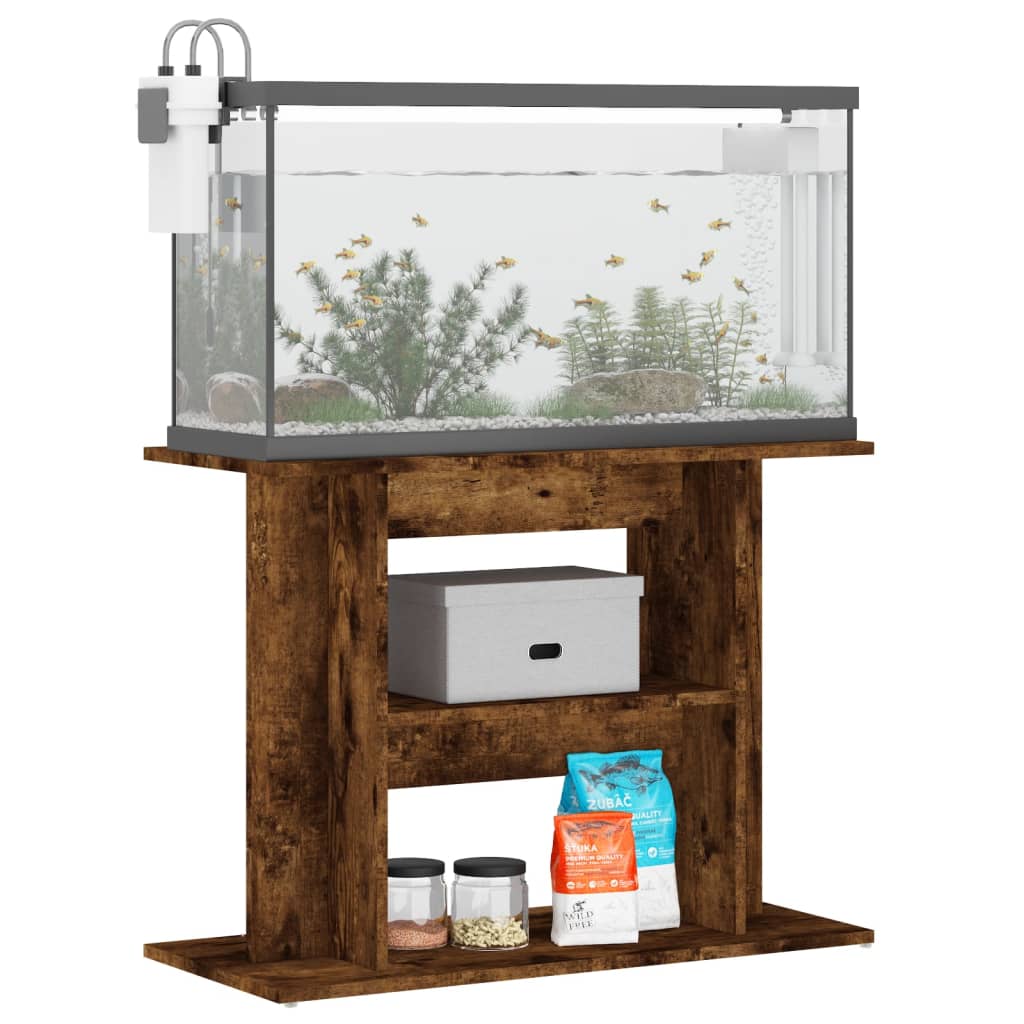 Aquariumstandaard 80x35x60 cm bewerkt hout gerookt eikenkleurig - AllerleiShop