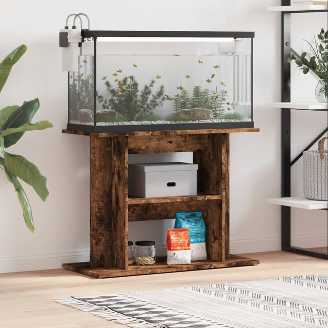 Aquariumstandaard 80x35x60 cm bewerkt hout gerookt eikenkleurig - AllerleiShop