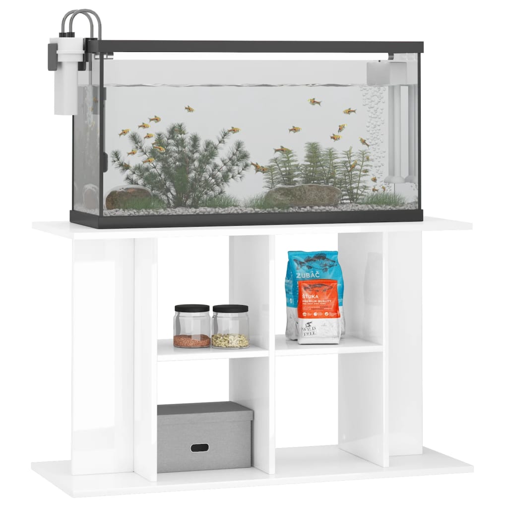 Aquariumstandaard 100x40x60 cm bewerkt hout hoogglans wit