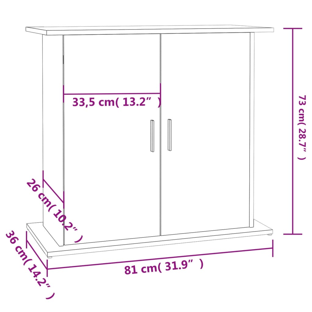 Aquariumstandaard 81x36x73 cm bewerkt hout zwart