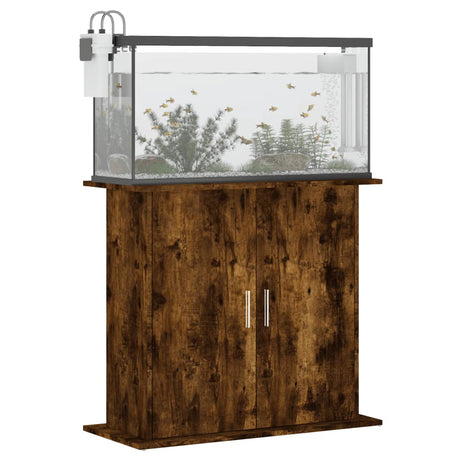 Aquariumstandaard 81x36x73 cm bewerkt hout gerookt eikenkleurig