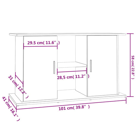 Aquariumstandaard 101x41x58 cm bewerkt hout hoogglans wit