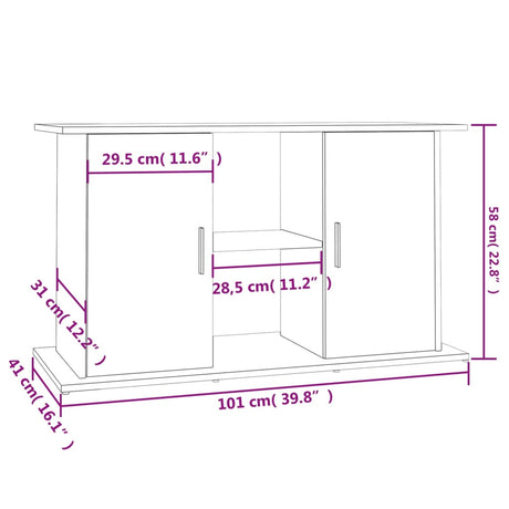 Aquariumstandaard 101x41x58 cm bewerkt hout gerookt eikenkleur