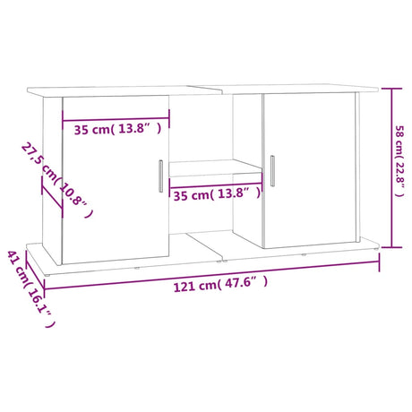 Aquariumstandaard 121x41x58 cm bewerkt hout zwart