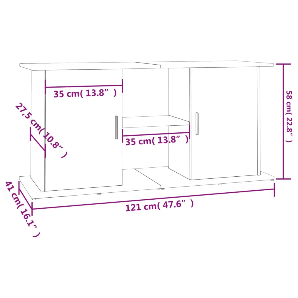 Aquariumstandaard 121x41x58 cm bewerkt hout sonoma eikenkleurig