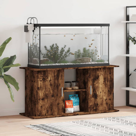 Aquariumstandaard 121x41x58 cm bewerkt hout gerookt eikenkleur