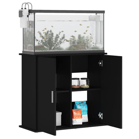 Aquariumstandaard 81x36x73 cm bewerkt hout zwart - AllerleiShop