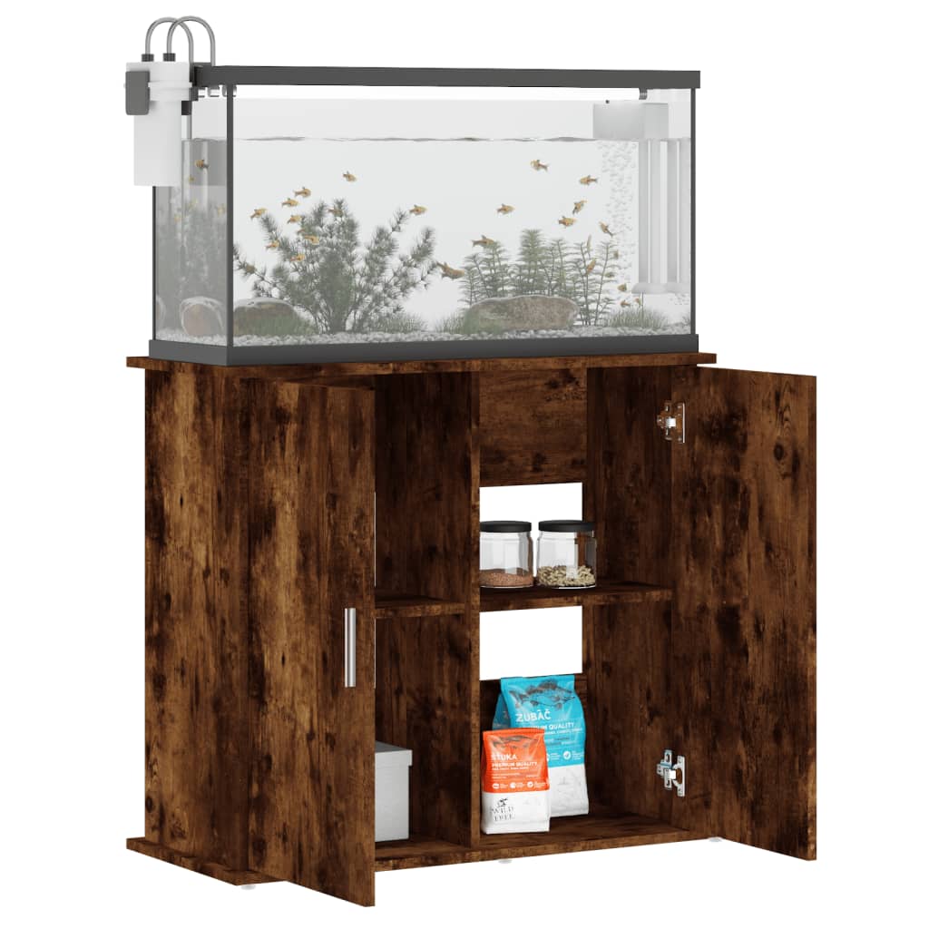 Aquariumstandaard 81x36x73 cm bewerkt hout gerookt eikenkleurig - AllerleiShop