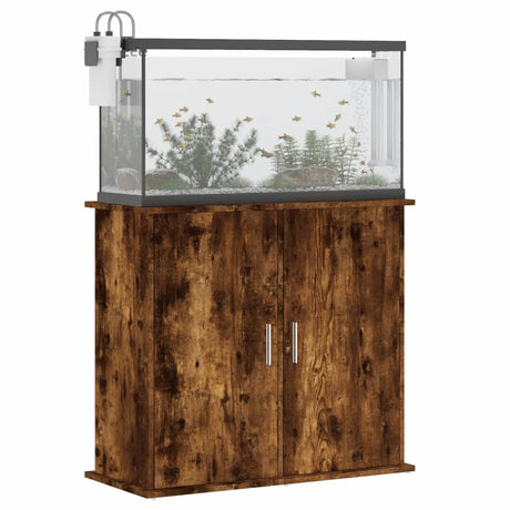 Aquariumstandaard 81x36x73 cm bewerkt hout gerookt eikenkleurig - AllerleiShop