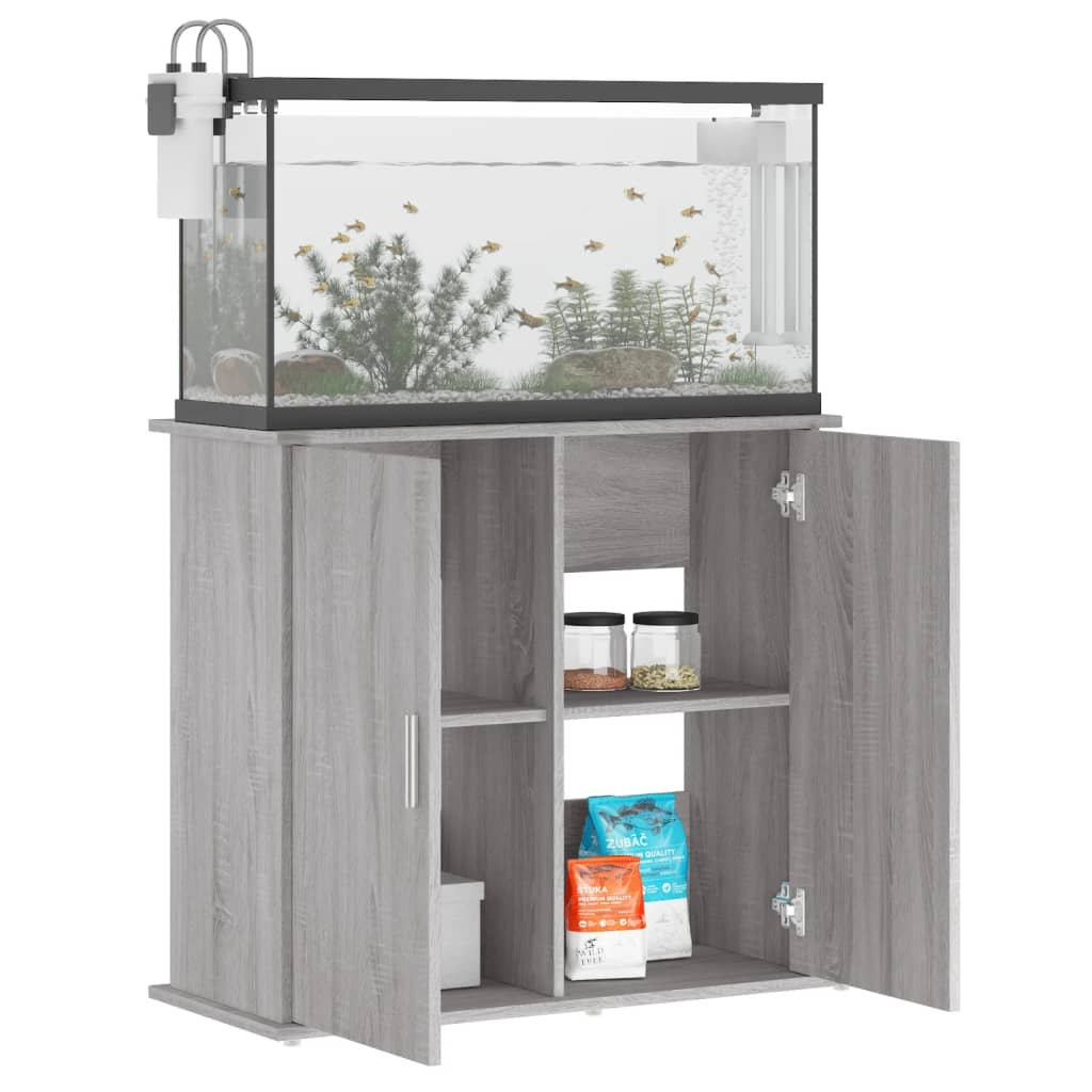 Aquariumstandaard 81x36x73 cm bewerkt hout grijs sonoma eiken - AllerleiShop